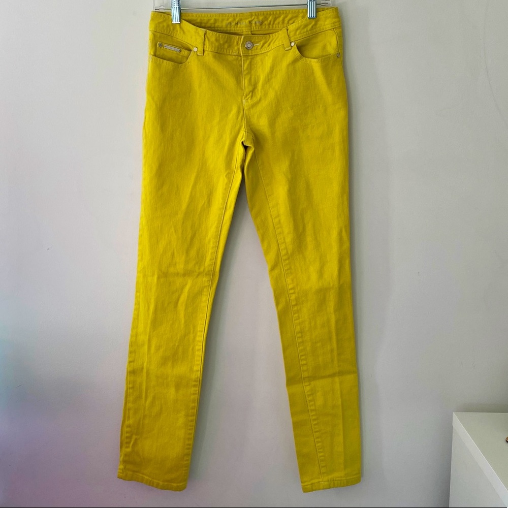 Michael Kors Womens Jeans Sz 4 Yellow MK Letter Bling Back Pockets